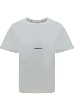Saint Laurent Koszulki, Kobieta, Biały, M, Monogramowa Koszulka Bawełniana
