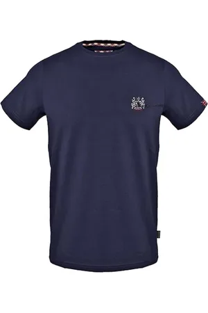 Aquascutum Koszulki, Mężczyzna, Niebieski, S, Bawełniana koszulka z flagą Union Jack