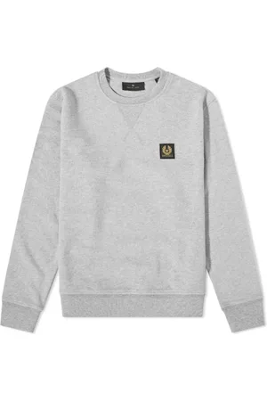 Belstaff Bluzy, Mężczyzna, Szary, S, Klasyczny Sweter z Logo w Starym Srebrze