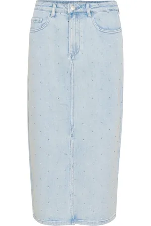Soaked in Luxury Spódnice, Kobieta, Niebieski, L, Dżinsowa Spódnica Slim-Fit Średnio Niebieska