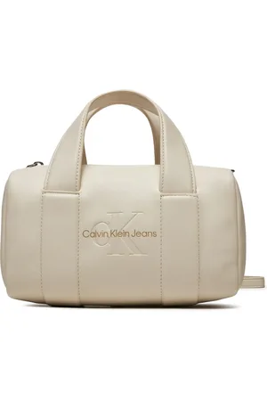 Calvin Klein Torebki, Kobieta, Beżowy, ONE SIZE, Kwadratowa Torba Barrel Kolekcja Jesień/Zima