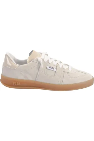 P448 Buty, Kobieta, Beżowy, 38 EU, Skórzane Sneakersy Piasek Gumowa Podeszwa