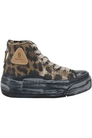 R13 Buty, Kobieta, brązowy, 40 EU, Wysokie Top Streetwear Sneakers