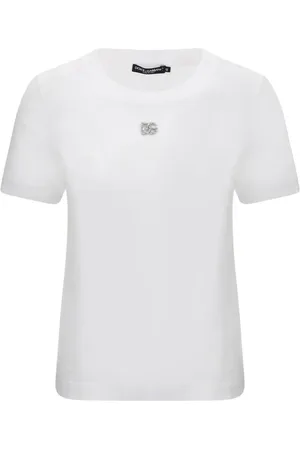 Dolce & Gabbana Koszulki, Kobieta, Biały, S, Koszulka z monogramem z bawełny