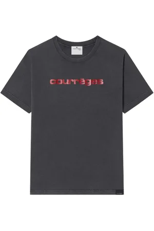 Courrèges Koszulki, Mężczyzna, Szary, 2XL, Logo Print Crew Neck T-shirts