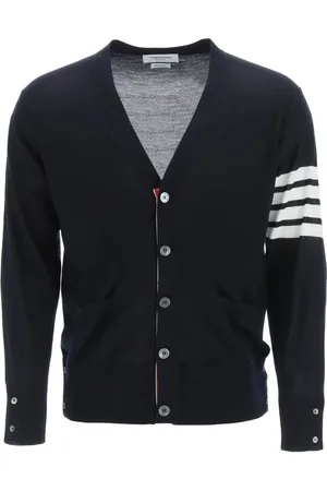 Thom Browne Swetry, Mężczyzna, Niebieski, L, Klasyczny Sweter Rozpinany