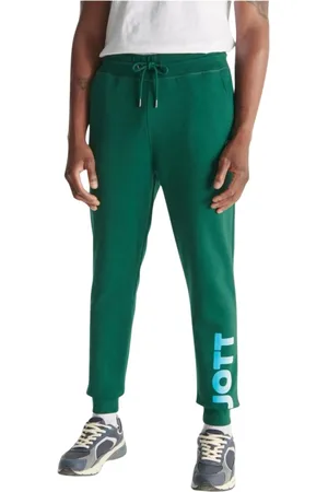 Jott Spodnie, Mężczyzna, Zielony, 3XL, Bawełna, Zielone bawełniane joggery - z nadrukowanym logo