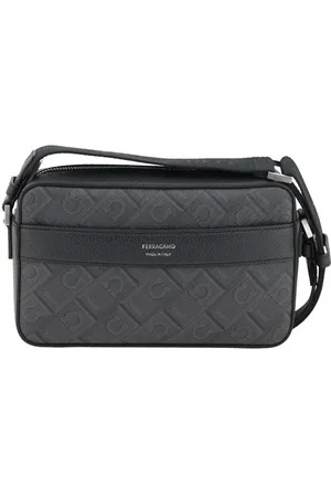 Salvatore Ferragamo Torebki, Mężczyzna, Czarny, ONE SIZE, Torba na ramię z logo i detalami ze skóry