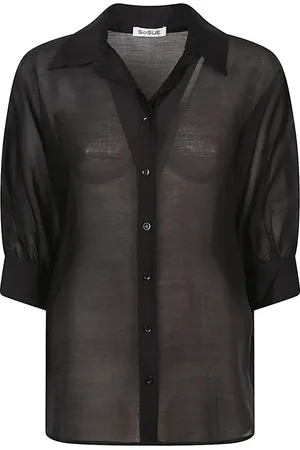 SOSUE Bluzki, Kobieta, Czarny, S, Czarna Oversize Bluzka z Guzikami