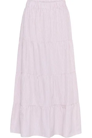 Cream Spódnice, Kobieta, Różowy, 2XL, Bawełna, Różowa Spódnica w Paski w Stylu A-line