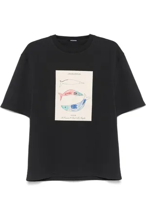 Jacquemus Koszulki, Mężczyzna, Niebieski, S, Niebieski T-shirt z Graficznym Nadrukiem