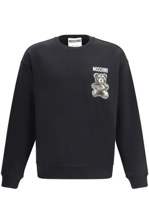 Moschino Bluzy, Mężczyzna, Czarny, M, Bawełna, Bluza z Bawełny z Misem Teddy i Wycięciami