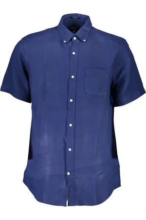 GANT Koszule, Mężczyzna, Niebieski, M, Niebieska Koszula lniana, Regular Fit
