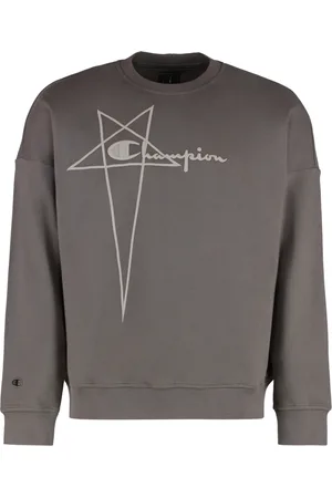 Rick Owens Bluzy, Mężczyzna, Szary, XL, Bawełniany sweter z logo na rękawie