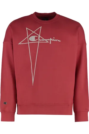Rick Owens Bluzy, Mężczyzna, Czerwony, 2XL, Bawełniany sweter z logo na rękawie