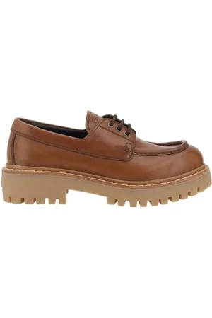 Prada Buty, Kobieta, brązowy, 39 EU, Skóra, Stylowe skórzane mokasyny sznurowane