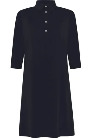 RRD Sukienki, Kobieta, Niebieski, S, Poliester, Elegancka Sukienka Oxford z Rękawami Trzy Czwarte