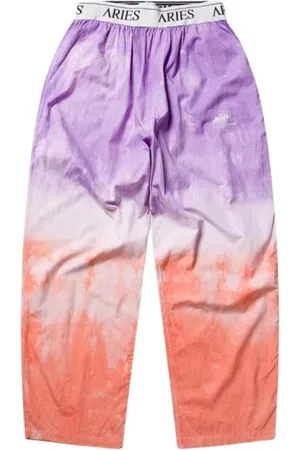 ARIES Spodnie, Kobieta, Wielobarwność, L, Fioletowe Spodnie Dip Dye z Poplinu