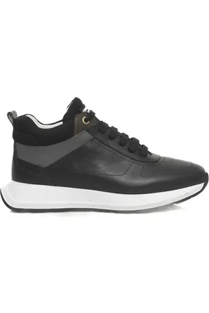 Cerruti 1881 Buty, Kobieta, Czarny, 36 EU, Czarne Skórzane Platformy Sneakers Logo