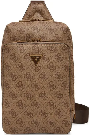 Guess Torebki, Mężczyzna, Beżowy, ONE SIZE, Monogramowa torba na ramię - Wzór logo