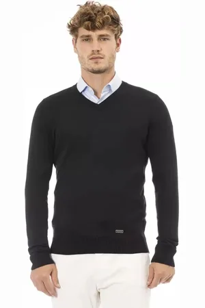 BALDININI Swetry, Mężczyzna, Czarny, XL, Kaszmir, Elegancki sweter z dekoltem V