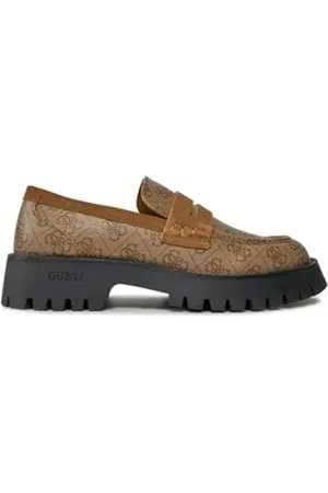 Guess Buty, Mężczyzna, brązowy, 42 EU, Skóra, Monogramowe mokasyny - wzór z logo