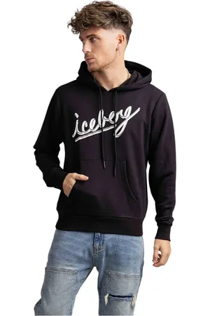 Iceberg Bluzy, Mężczyzna, Czarny, S, Bawełna, Logo Hoodie