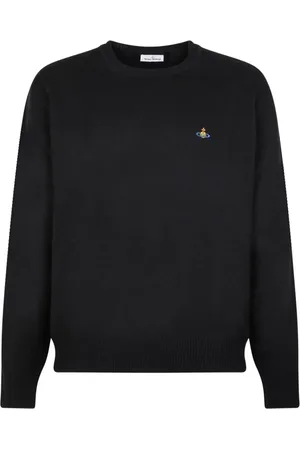 Vivienne Westwood Swetry, Mężczyzna, Czarny, M, Kaszmir, Czarny Sweter z Haftem Orb