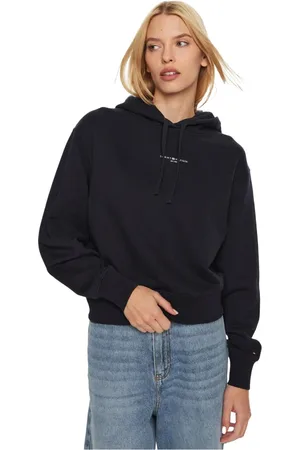 Tommy Hilfiger Bluzy, Kobieta, Czarny, S, Bawełna, Niebieska bluza z kapturem i logo