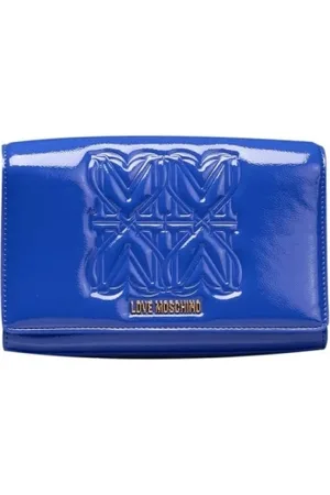Moschino Torebki, Kobieta, Niebieski, ONE SIZE, Torba na Ramię z Łańcuchem i Logo