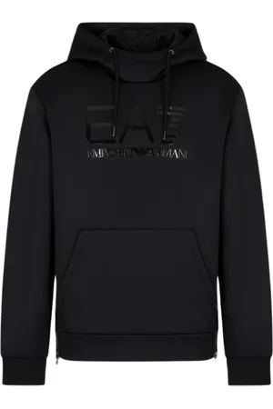 EA7 Bluzy, Mężczyzna, Czarny, M, Bluza z Kapturem Stretch Tech z Logo