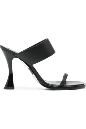 Moschino Buty, Kobieta, Czarny, 38 EU, Czarne sandały na wysokim obcasie z otwartym palcem