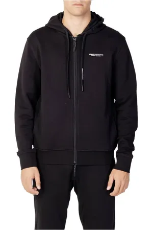 Armani Exchange Bluzy, Mężczyzna, Czarny, XL, Czarny Bawełniany Sweter z Kapturem