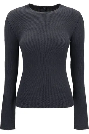 Giorgio Armani Swetry, Kobieta, Czarny, S, Sweter z żebrowanym wzorem i nowoczesnym krojem