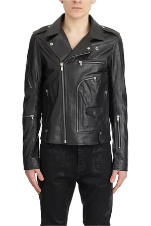 Rick Owens Kurtki, Mężczyzna, Czarny, L, Czarna kurtka skórzana Bauhaus Stooges
