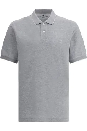 Brunello Cucinelli Koszulki, Mężczyzna, Szary, XL, Polo z Kontrastowym Pipingiem