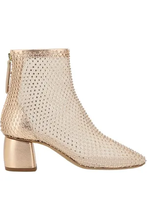 FORTE FORTE Buty, Kobieta, Beżowy, 36 EU, Rhinestone Mesh Botki na kostce