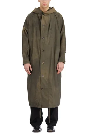 UMA WANG Płaszcze, Mężczyzna, brązowy, S, Długi Trenchcoat