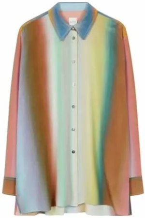 Paul Smith Bluzki, Kobieta, Wielobarwność, XS, Jedwabna Koszula w Paski Ombre