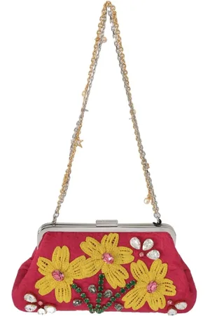 Dolce & Gabbana Torebki, Kobieta, Wielobarwność, ONE SIZE, Kwiatowa aplikacja wieczorowa kopertówka