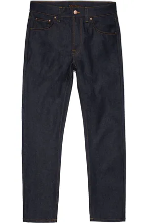Nudie Jeans Jeansy, Mężczyzna, Niebieski, W34 L31, Denim, Slim Fit Dry Stretch Denim Jeansy