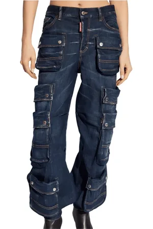 Dsquared2 Jeansy, Kobieta, Niebieski, S, Bawełna, Cargo Wielokieszeniowe Spodnie Bawełniane
