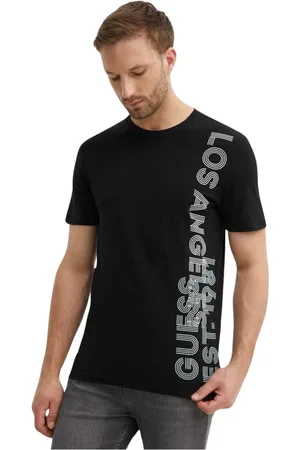 Guess Koszulki, Mężczyzna, Czarny, M, Bawełna, Slim Logo T-Shirt - Nadruk z boku