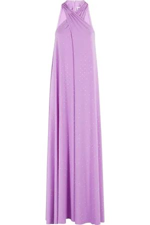 Essentiel Antwerp Sukienki, Kobieta, Fioletowy, S, Fioletowa Sukienka Maxi z Kamieniami