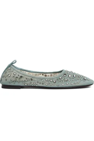 Tory Burch Buty, Kobieta, Niebieski, 38 1/2 EU, Niebieskie Baletki z Siateczką i Kamieniami