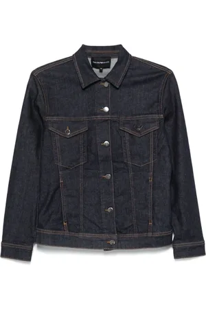 Emporio Armani Kurtki, Kobieta, Niebieski, XS, Niebieski Płaszcz z Guzikami i Kieszeniami