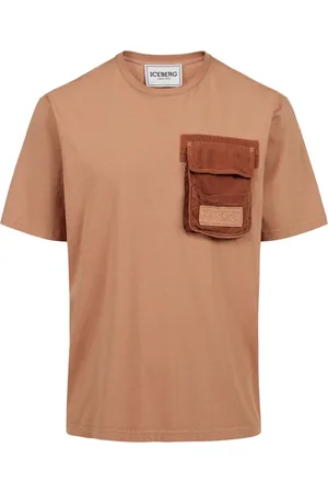 Iceberg Koszulki, Mężczyzna, Czerwony, 2XL, Regular fit terrakotowa koszulka w kolorze terrakoty z barwionego dżerseju bawełnianego