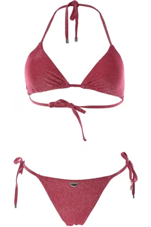 Emporio Armani Stroje kąpielowe, Kobieta, Czerwony, L, Bawełna, Brokatowy dwuczęściowy strój kąpielowy bikini