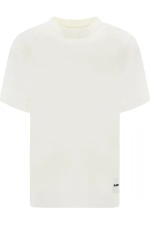 Jil Sander Koszulki, Kobieta, Biały, S, Bawełna, Minimalistyczny T-shirt bawełniany z prążkowanym dekoltem