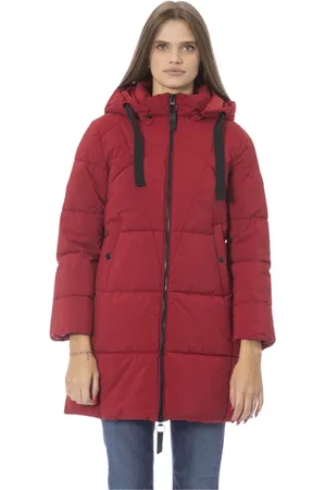 BALDININI Płaszcze, Kobieta, Czerwony, 3XL, Długa Kurtka Puchowa z Zamkiem